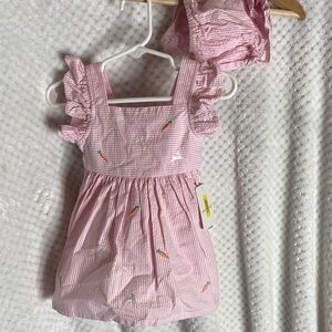 Starting Out Pink and White Striped Easter Baby Dress